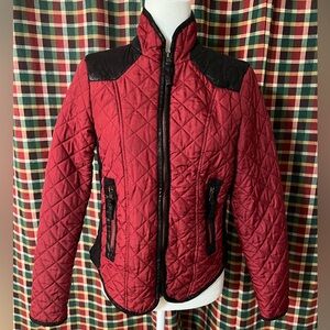 Last Kiss Red and Black Quilted Bomber Jacket